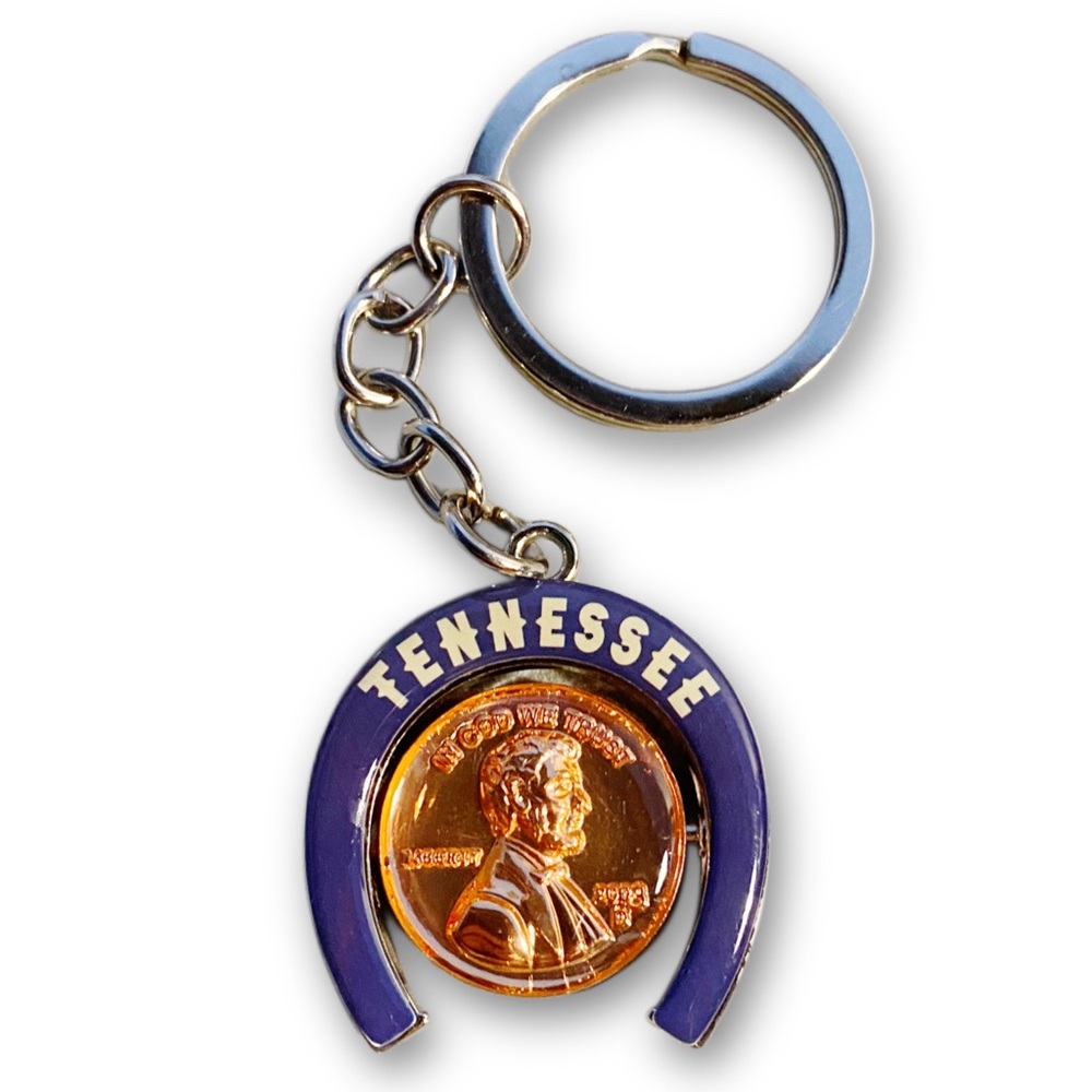 Tennessee Lucky Penny Horseshoe Collectible Souvenir Spinner Keychain 2003
